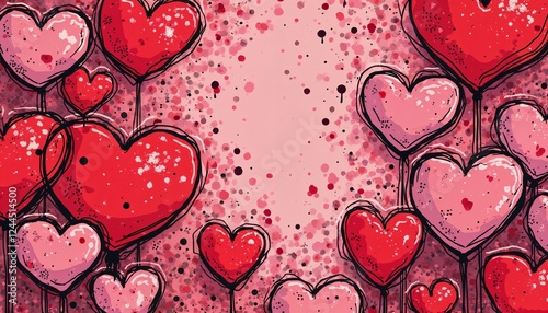 Wallpaper Mural abstract illustration for Valentine's Day celebration, many hearts on pink background, colorful, bright and cheerful Torontodigital.ca