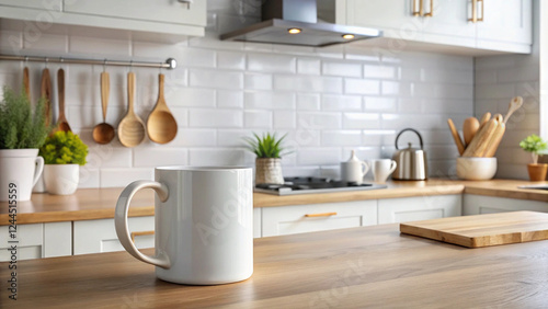 Wallpaper Mural Cozy Blank Mug Mockup on a Bed with Soft Blanket and Warm Lighting Torontodigital.ca