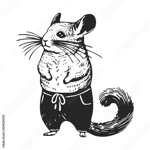 cute chinchilla wearing pants funny sketch