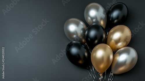 Wallpaper Mural gold silver balloons on grey background Torontodigital.ca