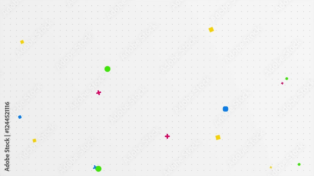 Moving geometric objects on a light background.