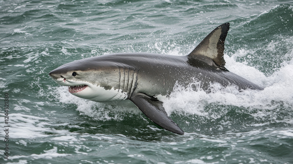 Fototapeta premium Ocean Titan: Great White Shark Near the Pacific Coast