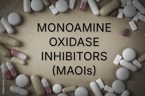 Monoamine Oxidase Inhibitors (MAOIs) name of medicinal treatment of diseases, can help relieve the symptoms of depression, such as low mood, anxiety, and worthlessness photo