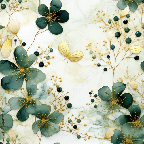 Creative abstract background wallpaper, seamless background in green and gold