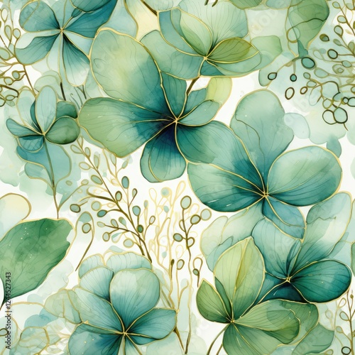 Creative abstract background wallpaper, seamless background in green and gold