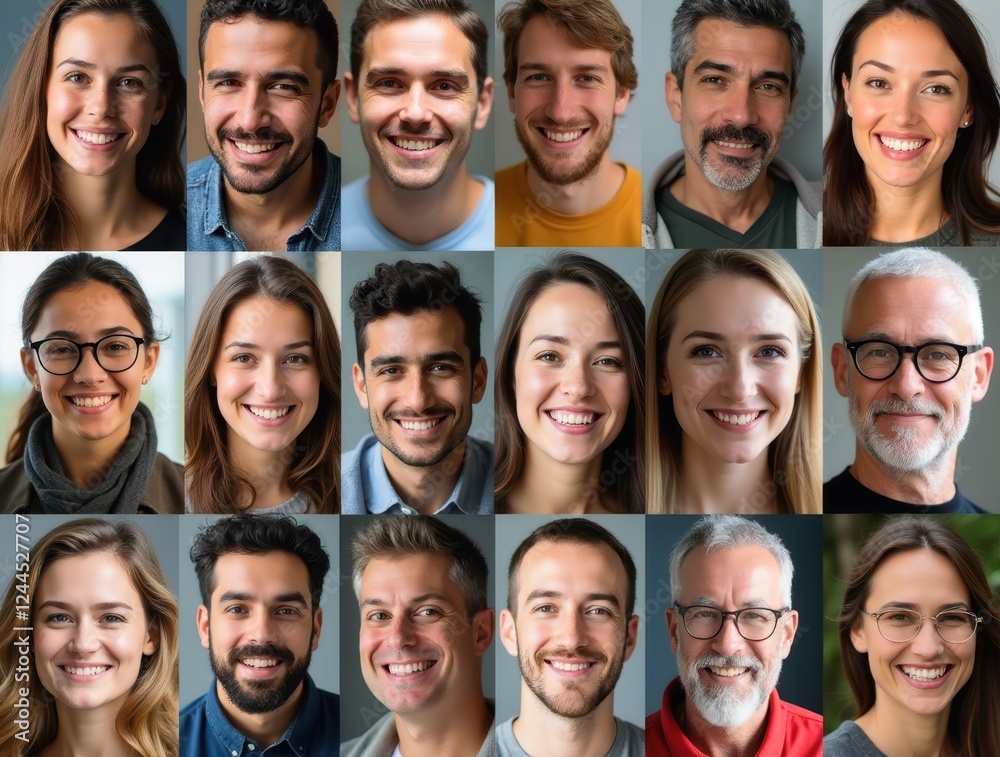 Diverse Group of People Smiling in Collage Diverse Group of People Smiling in Collage