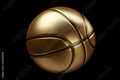 Gold basketball ball isolated on a black background