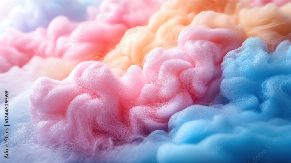 Fototapeta premium A colorful display of soft, fluffy textures resembling cotton candy clouds.