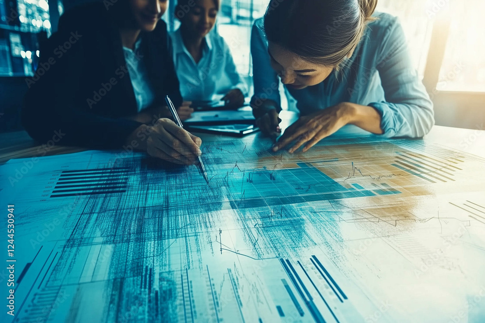 Obraz premium Team Collaboration on Financial Data Analysis