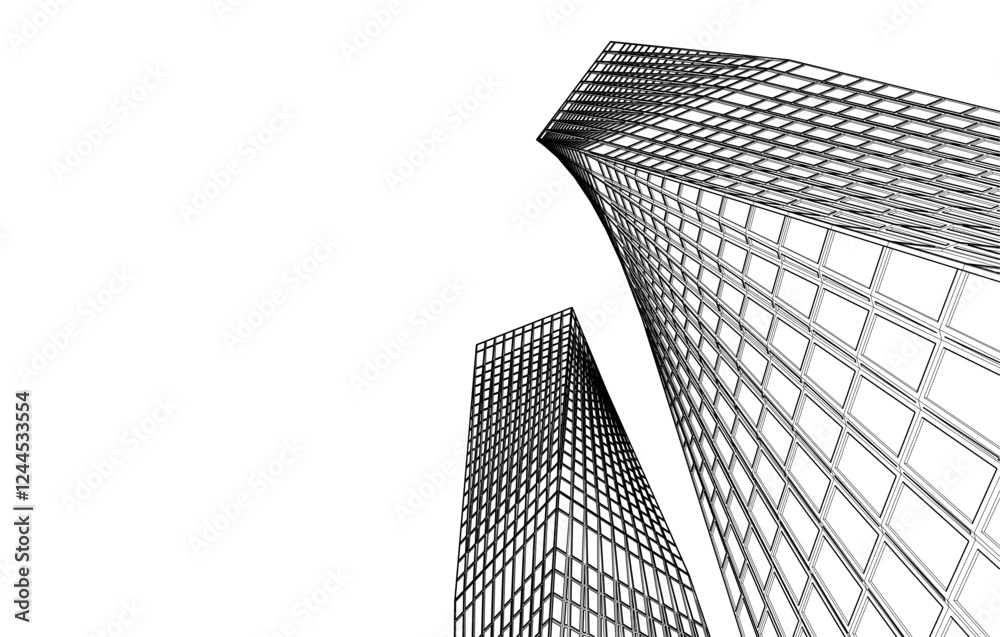 Abstract Wireframe Architecture – Modern Building Design Perspective Abstract Wireframe Architecture – Modern Building Design Perspective