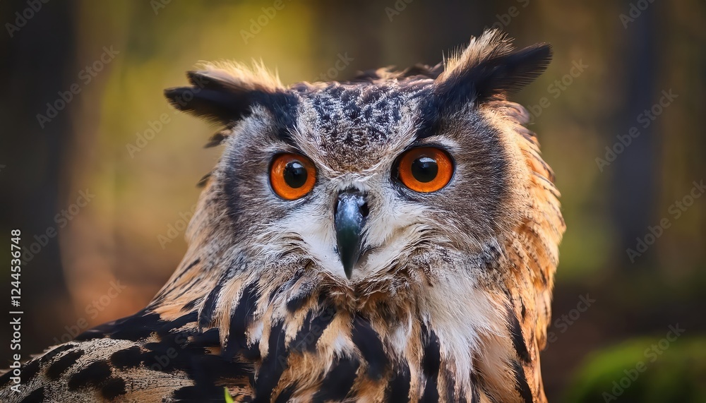 Striking Portrait of the Eurasian Eagleowl Bubo bubo in Chernobyl Zone Majestic Avian against Abandoned Ruins at Twilight Striking Portrait of the Eurasian Eagleowl Bubo bubo in Chernobyl Zone Majestic Avian against Abandoned Ruins at Twilight