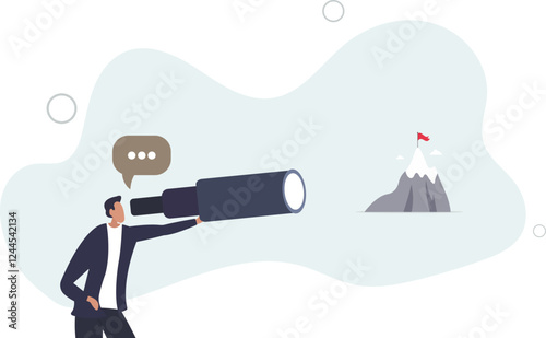Focusing on target and business challenge objective.Successful peak and top seeking.flat characters.