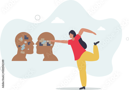Rationality, logical thinking and critical judgment mind.Effective and intelligent information capture approach.flat characters.
