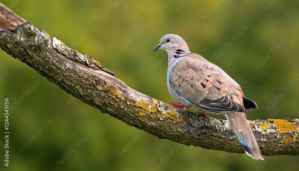 Tranquil Moment European Turtle Dove Resting on Lush Summer Bough Amidst Vibrant Wildflowers, a Peaceful Scene of Natures Harmony Tranquil Moment European Turtle Dove Resting on Lush Summer Bough Amidst Vibrant Wildflowers, a Peaceful Scene of Natures Harmony