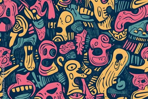 Wallpaper Mural Fun Line Doodle Seamless Pattern Torontodigital.ca