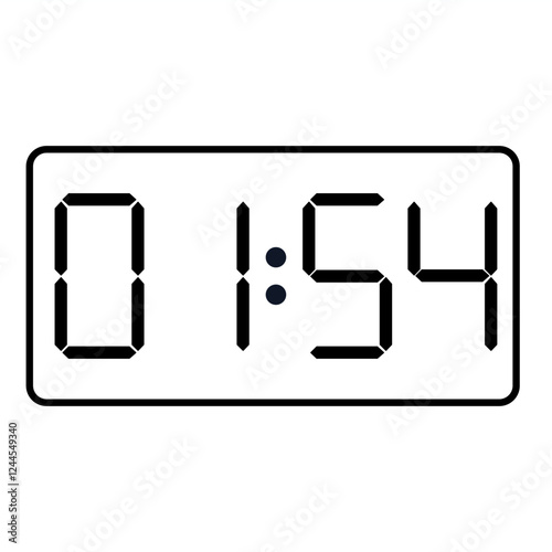Black smartwatch countdown timer displaying 01:54  with outline rectangle round isolated on a white background.