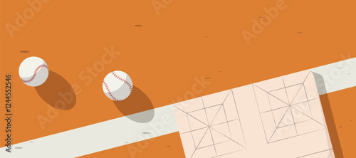 baseball game on grass and dirt ground in the field, baseball bat and ball