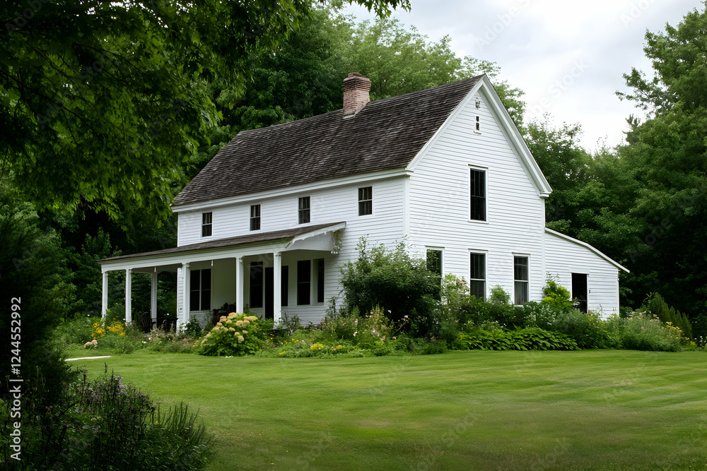White Contemporary Farmhouse with Dark Shingled Roof White Contemporary Farmhouse with Dark Shingled Roof