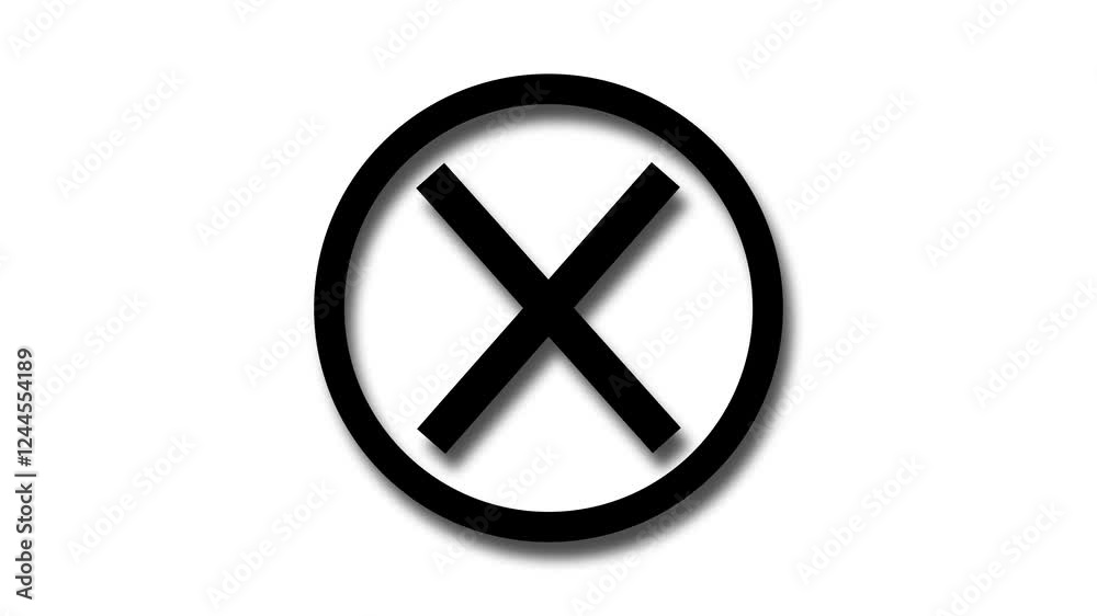 Black color simple 3d circle X mark animation with white background Black color simple 3d circle X mark animation with white background