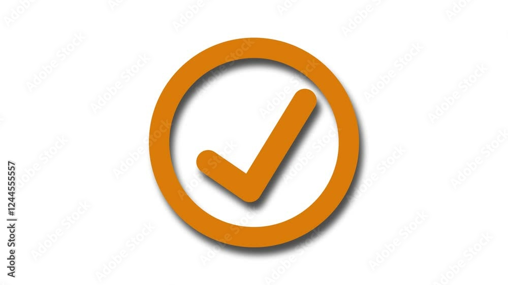 Brown color simple 3d check circle animation with white background Brown color simple 3d check circle animation with white background