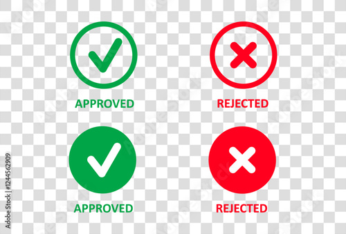 Green check mark and red cross mark icon. Vector illustration.