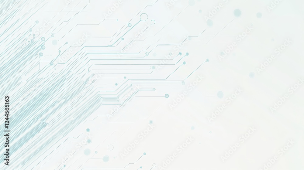 Fototapeta premium Minimalist circuit board design in a very light gray or pastel blue, 16:9