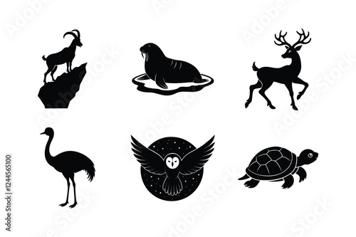 Set of animal silhouette vector illustration