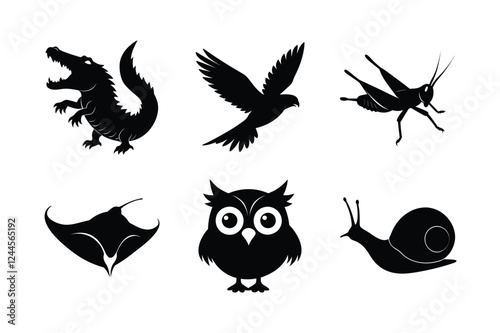 Set of animal silhouette vector illustration