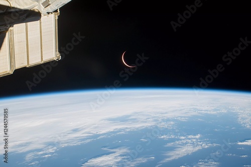Spectacular view of the lunar eclipse from space highlighting the Earth and moon's unique alignment
