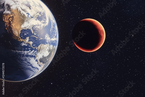 Exploring the connection between Earth and the moon during a celestial event in the vastness of space