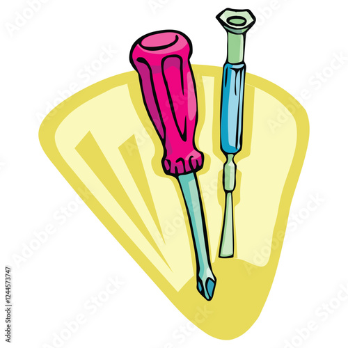 Vector illustration of Screwdriver and phillips screwdriver flower screwdriver.