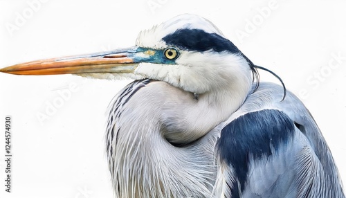 Enchanting Pastelcolored Handdrawn Great Blue Heron in Watercolor, Isolated on White Background Vibrant Avian Artwork for Digital Art, Home Decor, or Inspiration photo