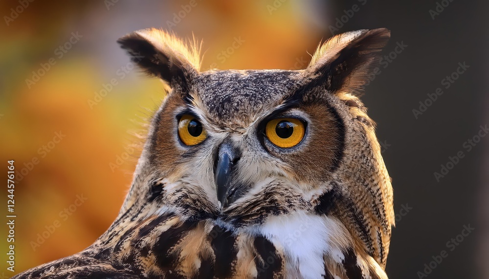 Majestic Great Horned Owl Perched on Snowy Branch at Sunset, Displaying Feathery Grandeur against a Backdrop of Crimson and Gold Majestic Great Horned Owl Perched on Snowy Branch at Sunset, Displaying Feathery Grandeur against a Backdrop of Crimson and Gold