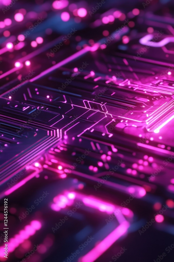 Microchip Circuit Illuminated Pink Microchip Circuit Illuminated Pink