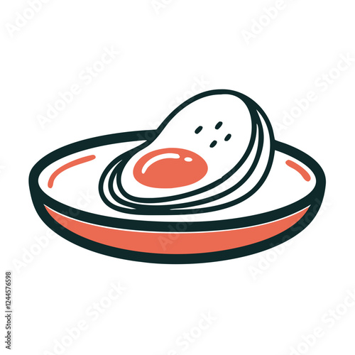 Egg icon on plate in pastel colors, culinary delight