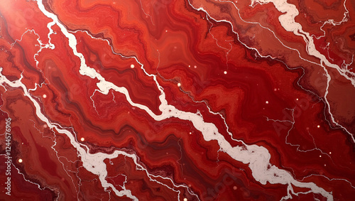 Red Marble Texture with White Veins


