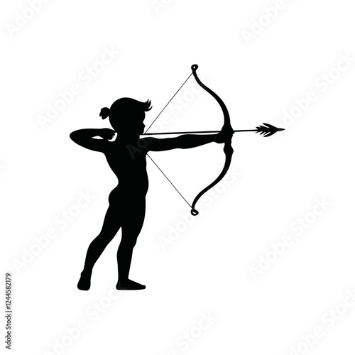 Silhouette of Cupid: A powerful silhouette captures the essence of Cupid, a mythological figure known for love and romance. With his bow drawn and arrow poised.