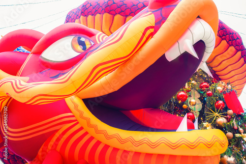 Canvas Print red dragon head. decoration for lunar chinese new year in moscow