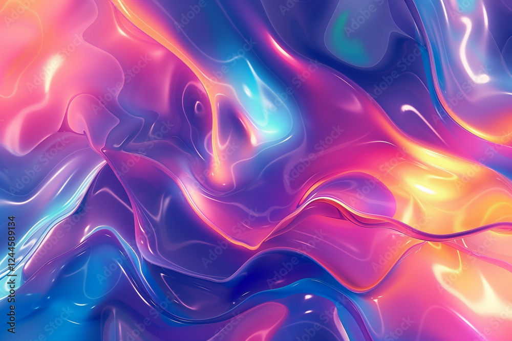 Obraz premium Abstract Different Color Wallpaper with Bright Intertwining Shapes Forming Waves in Rainbow and Pastel Tones for Digital Devices