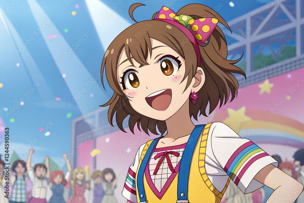 Smiling Anime Girl Enjoying a Festive Night at the Carnival Smiling Anime Girl Enjoying a Festive Night at the Carnival