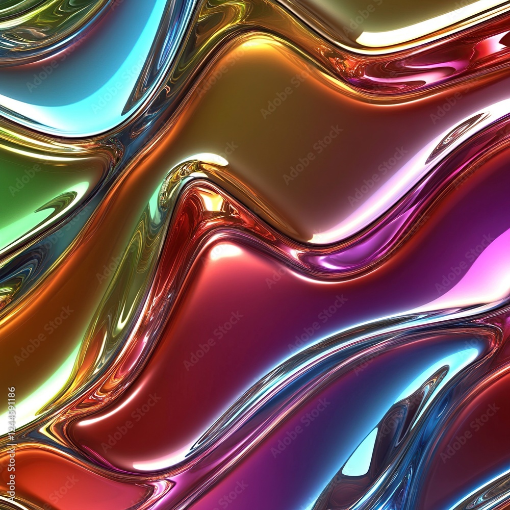 Vibrant Liquid Metal: Abstract Waves of Color Flow Dynamically across the Screen, Creating a Hypnotic Visual Experience. Vibrant Liquid Metal: Abstract Waves of Color Flow Dynamically across the Screen, Creating a Hypnotic Visual Experience.