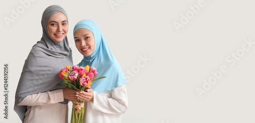 Happy young Muslim women ho...