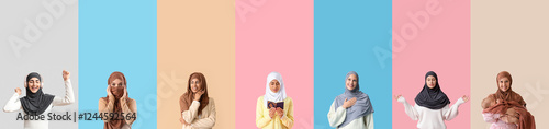 Set of different Muslim wom...