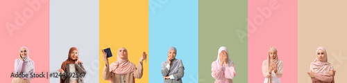 Set of different Muslim wom...