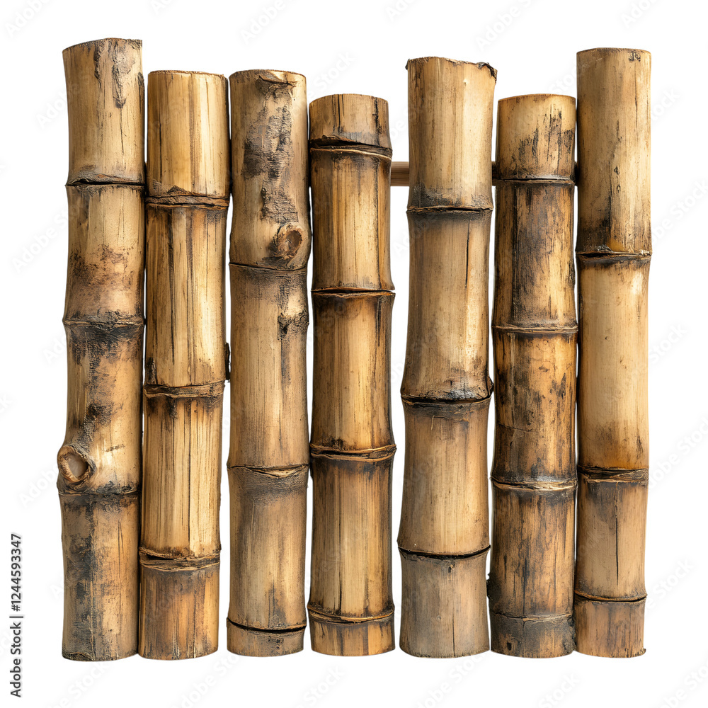 Eco-Friendly Bamboo Garden Fences Isolated on Transparent Background Eco-Friendly Bamboo Garden Fences Isolated on Transparent Background