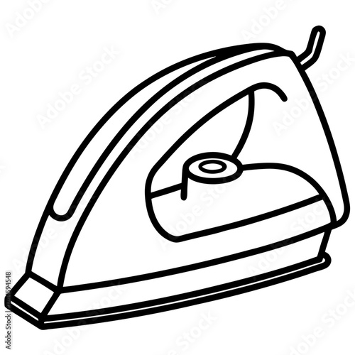 Electric Iron Vector Illustration – Cartoon, Clipart & Line Art Design on White Background, Electric iron vector illustration with cartoon, clipart, and line art design on a white background.
