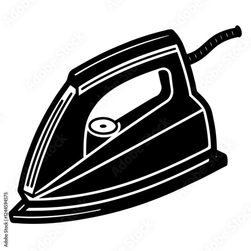 Electric Iron Vector Illustration – Cartoon, Clipart & Line Art Design on White Background, Electric iron vector illustration with cartoon, clipart, and line art design on a white background.