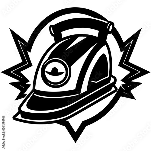 Electric Iron Vector Illustration – Cartoon, Clipart & Line Art Design on White Background, Electric iron vector illustration with cartoon, clipart, and line art design on a white background.