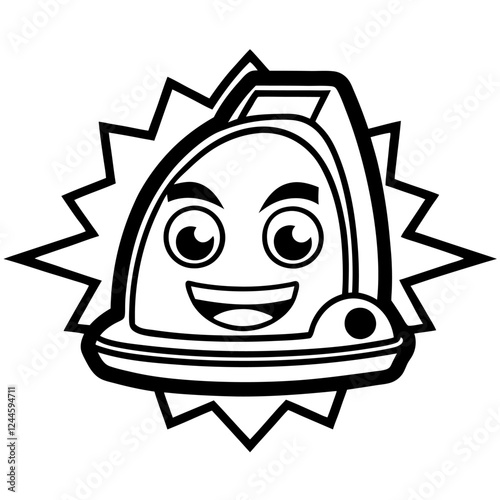 Electric Iron Vector Illustration – Cartoon, Clipart & Line Art Design on White Background, Electric iron vector illustration with cartoon, clipart, and line art design on a white background.