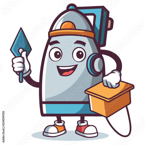 Electric Iron Vector Illustration – Cartoon, Clipart & Line Art Design on White Background, Electric iron vector illustration with cartoon, clipart, and line art design on a white background.